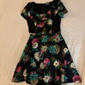 Elle Floral Kids Dress - Black and Multicolor